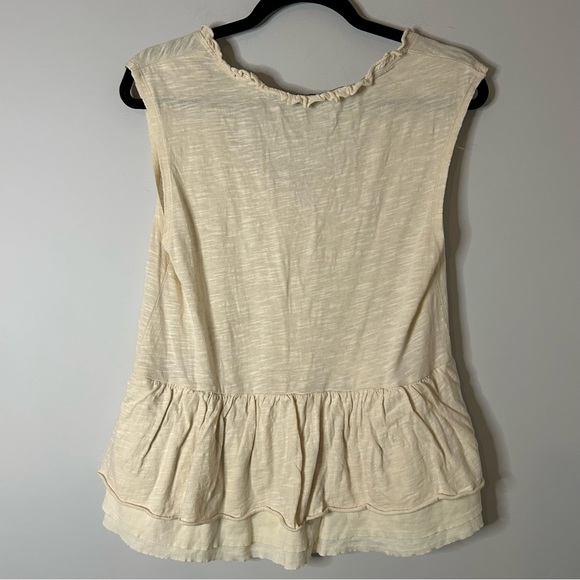 Anthropologie Pilcro Chrissy Babydoll Ruffle Cream Top - Picture 3 of 7